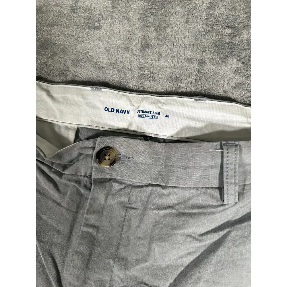 Old Navy Shorts Mens 40 Ultimate Slim Built‎ In Flex Gray Flat Front Cotton